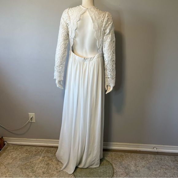 Lulus Awaken My Love White Long Sleeves lace maxi Dress size XL - Picture 9 of 14